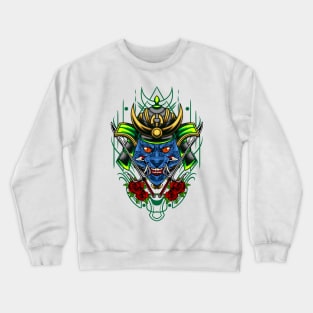 Samurai Cat - Green Kabuto Crewneck Sweatshirt